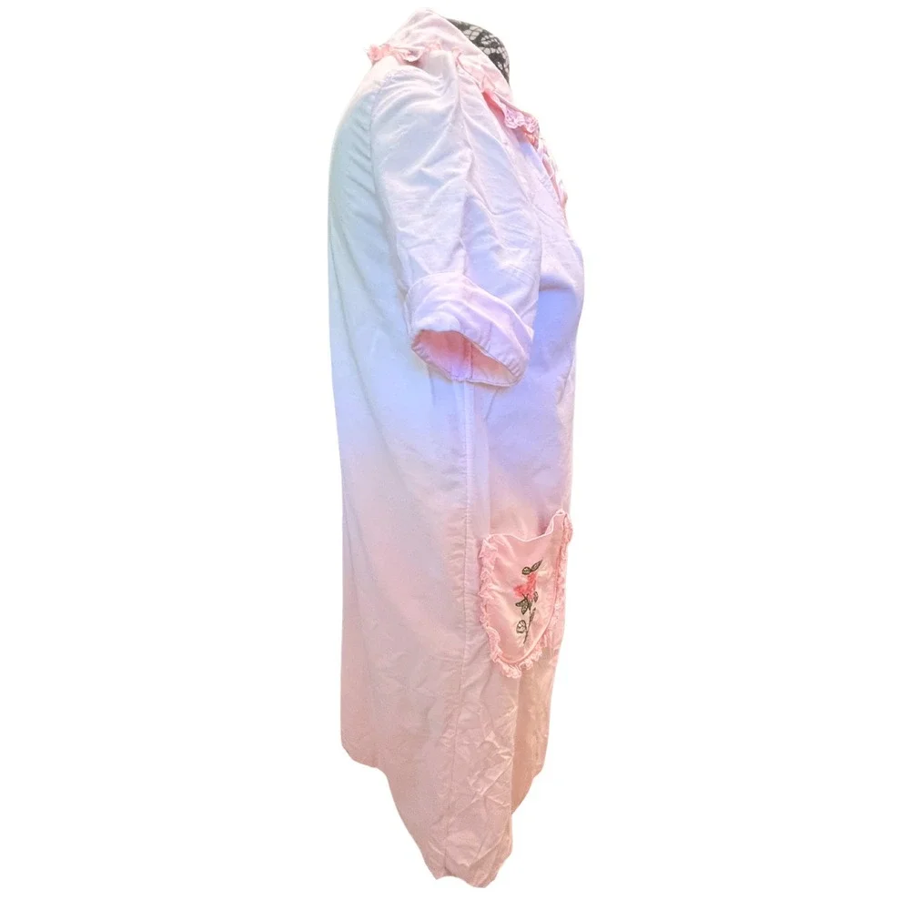 Vintage 1950s Handmade Housecoat Size S Pink Mid Century Modern Coquette Retro
